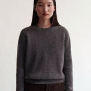 &Daughter ARCHIVAL GRADE Fenner Ribbed Cashmere Crewneck in Derby Grey, S